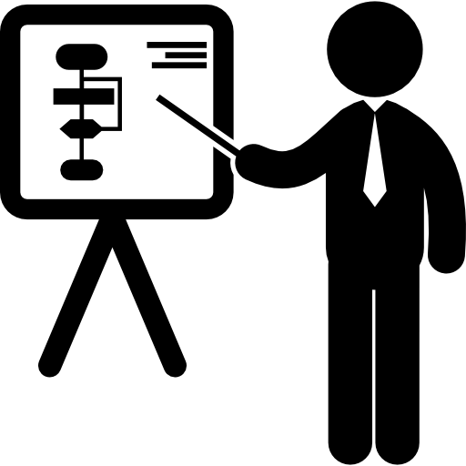 Icon of a figure giving a presentation